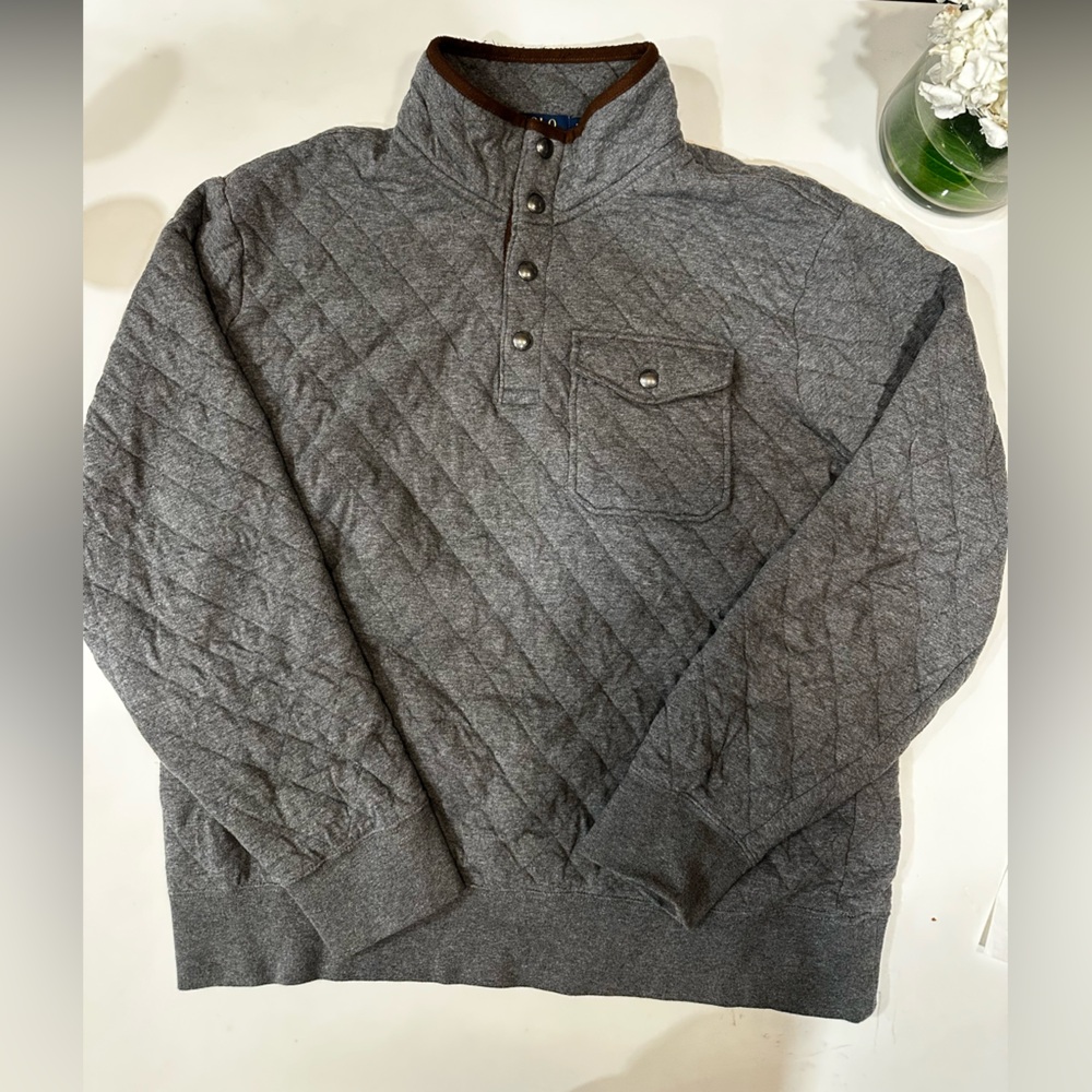 Ralph Lauren Gray Quilted Luxury Pullover - Size Large